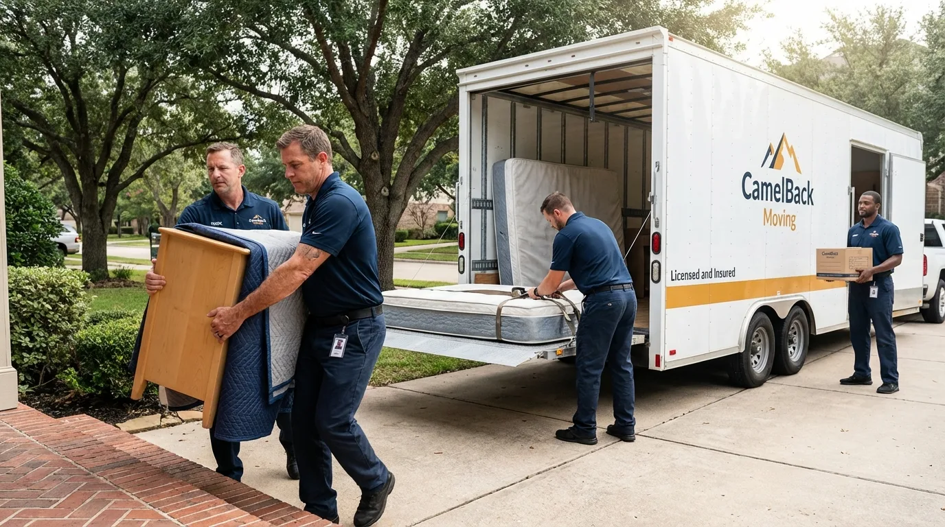 Crew loading residential truck for cross-state move from Morgan, GA