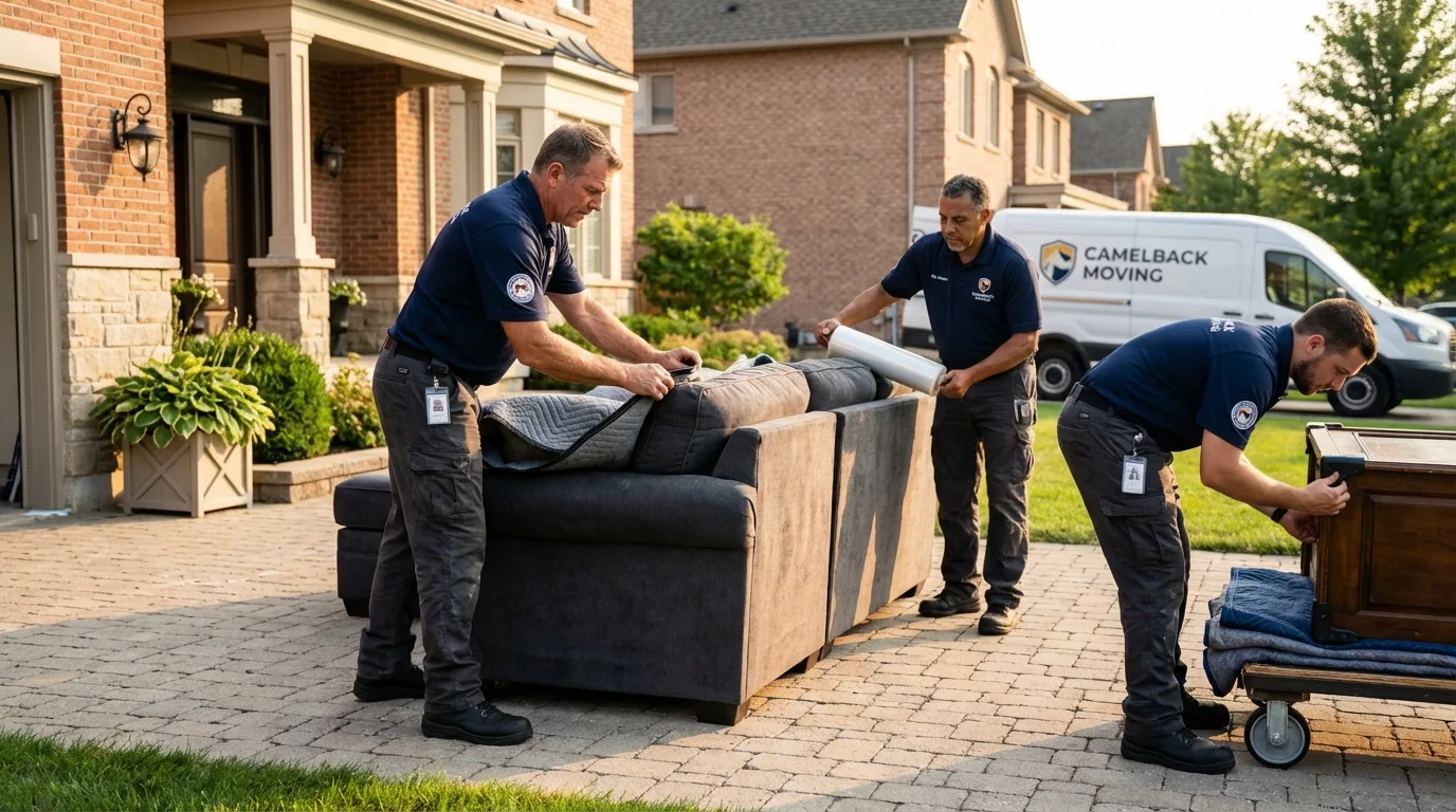 Large estate moving crew wrapping furniture in Morgan, GA